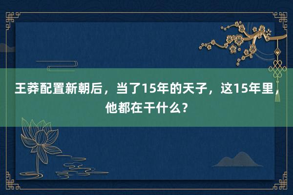 王莽配置新朝后，当了15年的天子，这15年里，他都在干什么？