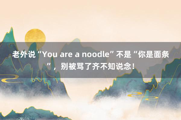 老外说“You are a noodle”不是“你是面条”，别被骂了齐不知说念！