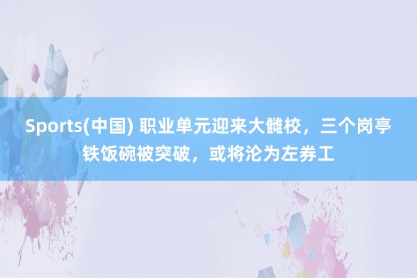 Sports(中国) 职业单元迎来大雠校，三个岗亭铁饭碗被突破，或将沦为左券工