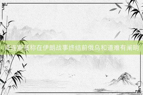 泽连斯基称在伊朗战事终结前俄乌和道难有阐明